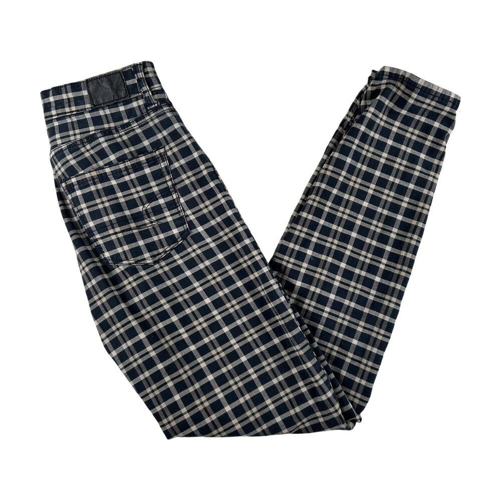 American Eagle Outfitters Jeans Womens 00 Long Blue Plaid Mid Rise Skinny 25x29